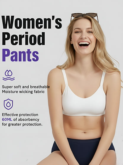 Leakproof Period Underwear for Women | Reusable Menstrual Panty | Full Coverage Protection (Navy)