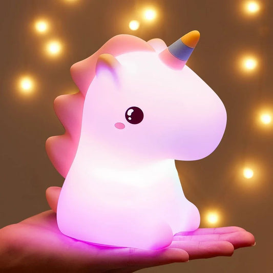 nicorn Silicone Night Lamp – Touch Sensor Control with 7-Color LED Light Night Lamp  (15 cm, White)